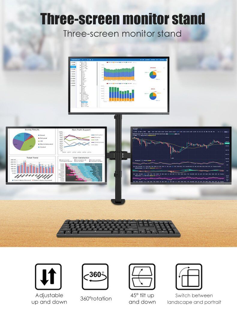 Three Monitor Stand Arm